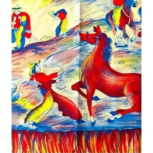 Vintage Bode 1940’s Pampa Pony Cowboy Scarf 100% Silk - Picture 2 of 4